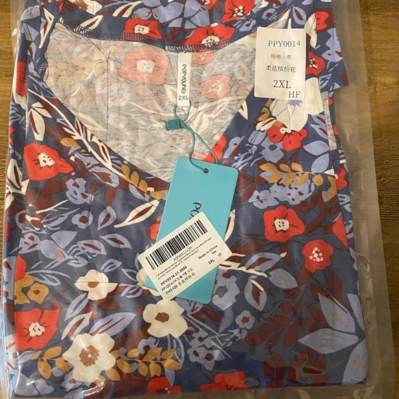 Amazon Tops - Popyoung V-Neck Floral Print 2XL - Picture 3 of 6